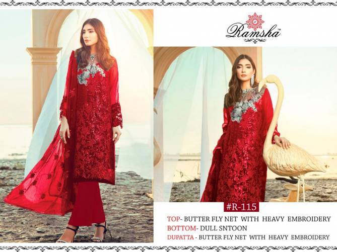 Ramsha R 115 Nx Latest Heavy Net With Embroidery Work Pakistani Salwar Suit Collection 